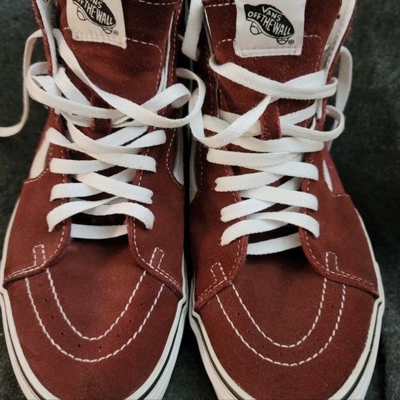 VANS Sk8 Hi Custom  Burgundy Pomegranate & White Suede Canvas - Men's - Picture 2 of 5